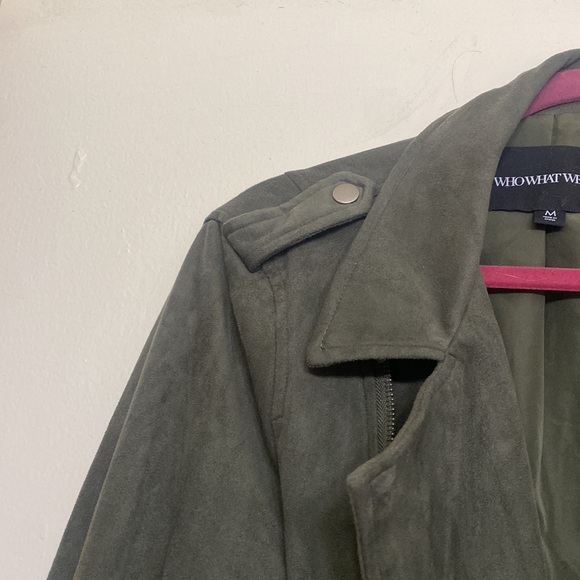 Green suede Moto jacket - Picture 4 of 4